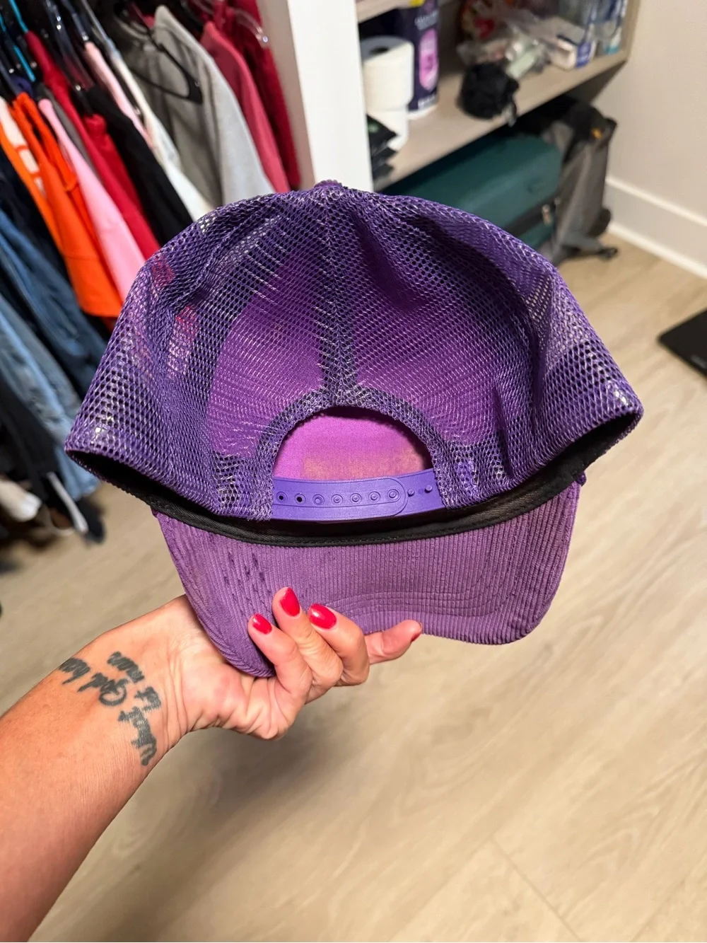 Sequin Tiger Corduroy Baseball Cap - Purple